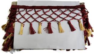 MARUTI KRUPA ENTERPRISE MAKE BROWN AND GOLD TASSELS LACE WIDTH:4 INCH LENGTH:9METER Lace Reel