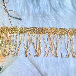 uniquemart Golden Latkan Lace For Lehenga, Latkan Lace For Blouse, Latkan Design Lace Border, Latkan Lace For Dupatta (Golden/4.5Meter) Lace Reel