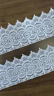 AKSHALI makhadi-hv White Lace Border for Saree,Dress,Kurtis,Dupatta,Craft,Suit (9 Mtr) Lace Reel