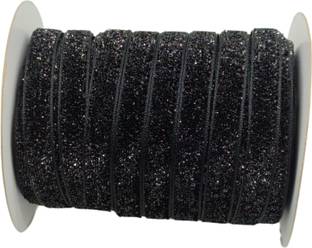 DOLK Sequin Lace Border for Dresses, Sarees, Kurti, Chunni, Suits, Lehnga Blouses, Dupattas, Bags, Art and Craft (1 cms Wide) Pack of 25 mtr (Black) Lace Reel