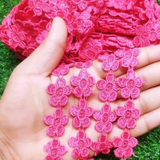 Qroof Pink Flower Lace, Cotton Lace Border Lace Reel
