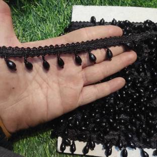 DIVARA DIVARAblack lace with beautiful Droplet design (Pack of 4mtr , Width-1inch) Used in saree, suit, lehenga & many more purposes Lace Reel