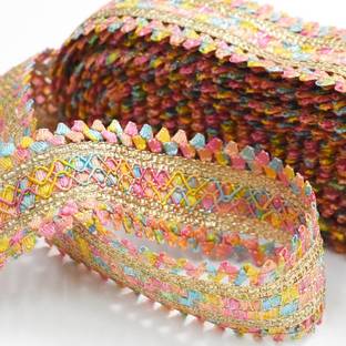 BDRMKH EmbroideryMaterial Trim Laces (9 Meters, 2.4 CM Wide) Multicolor Lace Reel