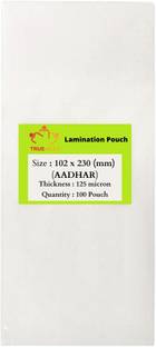 True-Ally Aadhar Card Size Ultra Glossy Clear Thermal Lamination Pouch ( 100mm X 225mm ) Transparent Waterproof Sheet For Home And Office ID Badge Laminating Sheet