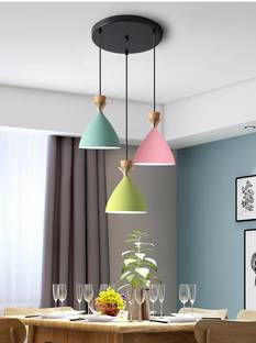 AYOULIGHTS 3 Light Cluster Hanging Bell Shade Light (Pink, Aqua Blue, Moss Green) Chandelier Lamp Shade