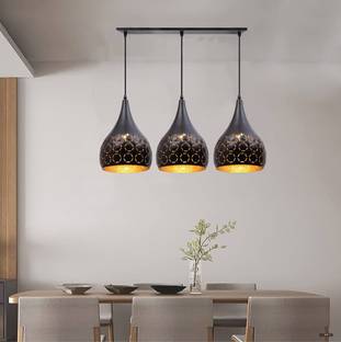 AYOULIGHTS Cut 3 Light Linear Hanging Light Ceiling Pendant Lamp, Black Chandelier Lamp Shade