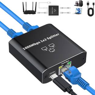 BKC Ethernet Splitter 1 to 2, 1000Mbps Extend Network Gaming Adapter Wired Ethernet Lan Adapter compat...