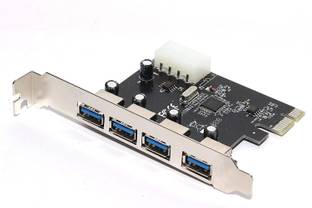 WiredCom PCI Express Card 4 Port USB 3.0 with 5V 4-Pin Power Connector up to 5 Gbps Speed Lan Adapter
