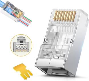 VOOCME RJ45 Cat6 Cat 6A Connectors - Pass Through Connector Gold Plated Lan Adapter
