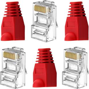 Paruht 12 Sets of RJ45 Network Connectors and Boot Caps combo, Crimp Network Connectors Wireless Ethernet Lan Adapter compatible with Windows
