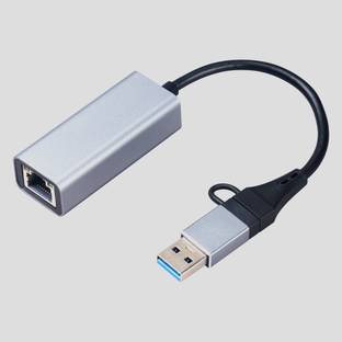 Hammok FREAK USB+TYPE-C TO GIGA LAN Wired USB Lan Adapter compatible with Mac, Windows