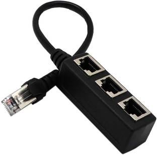 VOOCME RJ45 1 Male to 3 Female Socket Port LAN Network Splitter Adapter Compatible Cat5 Wired Ethernet...