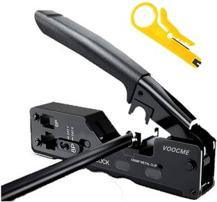 VOOCME Modular Crimping Tool CAT6a CAT7 Pass Through Crimper for Sheilded Connectors Wireless Ethernet Lan Adapter compatible with Windows