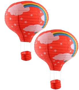 PopTheParty Air Balloon Paper Lantern Paper Lamps Party Paper Lanterns Ball Lamps Decor Red Paper Hanging Lantern