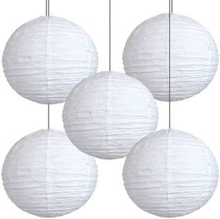 SSS Paper Lantern Decor for Home Festivals Party School Event Set of 5 pcs White Paper Hanging Lantern