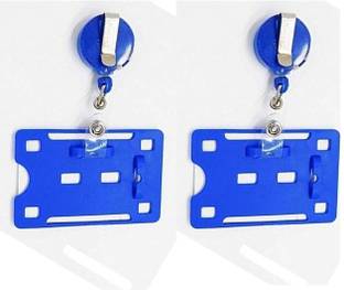 Ang Combo Pack of Blue ID Card Holder with Retractable Reel YOYO Made in India Lanyard