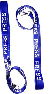 AmanGola Press Ribbon (BLUE) 20 mm (Pack of 2) Unisex Solid Strap Press Printed Lanyard