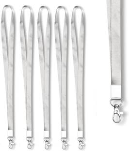 JSMSH 1 inch Thick Lanyards with Badge Clip (White, Pack of 5 Lanyard