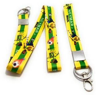 Key Era Football Player Neymar JR Brazil Fabric Set Of 2 Keychain And Lanyard