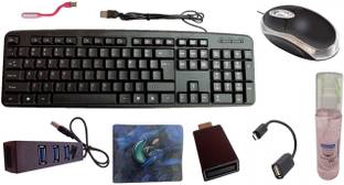 ANJO Combo of Keyboard-Mouse-USB Hub-Pad-Cleaning Gel-OTG Type C & Micro-USB Light Combo Set