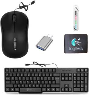 मोफोनिक्स Wired K20 Keyboard, Mouse, MousePad, C-OTG & Cable Protector .(Set of 5). कॉम्बो सेट