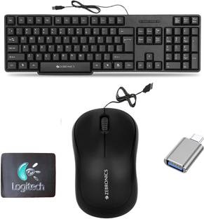 Mophonics Wired K20 Keyboard, Mouse, MousePad & C-OTG (Set of 4) Combo Set