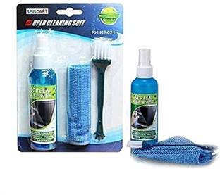 spincart 3 in 1 Screen Cleaning Set for PC, Laptops, Monitors, Mobiles, LCD, LED, TV/Professional Quality 100ml with Micro Fibre Cloth and Brush for Computers, Laptops, Mobiles