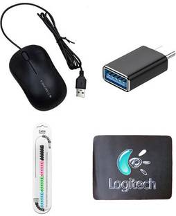 ZEBRONICS Wired Mouse, MousePad, C-OTG & Cable Protector Combo Set