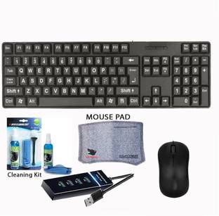 DZAB wired, optical keyboard-mouse,cleaning kit, usb hub, mouse pad combo Combo Set