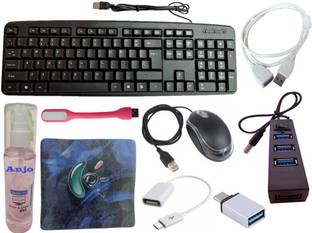 ANJO Keyboard-LED Mouse-Pad-USB Hub-Cleaning Gel-LED-Ext. Cable 1.5 Meter-OTG(9 in 1) Combo Set