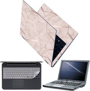 Techfit Full Body Laptop Skin with Screen Guard and Key Guard - Pink Rose Gold Combo Set