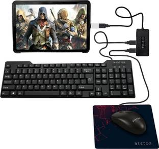 Bestor Set of 5 Combo,USB Wired Keyboard,Wire Mouse,Mouse Pad,typeC converter,4port HUB Combo Set