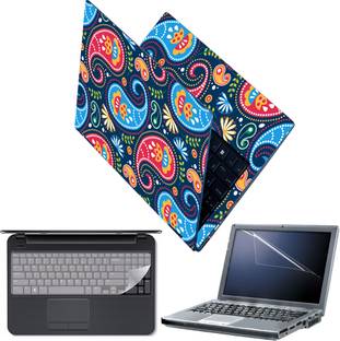 FineArts Full Body Laptop Skin with Screen Guard and Key Guard - Colorful Paisley Pattern Combo Set