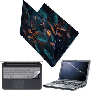Techfit Full Body Laptop Skin with Screen Guard and Key Guard - Close Up of Leaves Combo Set