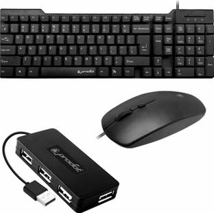 PRODOT Set of 3 High-Performance Floated Key Keyboard And Mouse Combo With USB Hub Combo Set