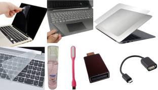 ANJO 8 in 1 Combo 14 inch Laptop Screen Guard, Keyguard, Skin, Cleaner, LED & OTG Combo Set