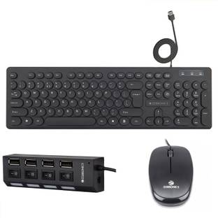 ZEBRONICS K24 Wired Keyboard + Power Mouse + 150HB USB HUB Combo Set