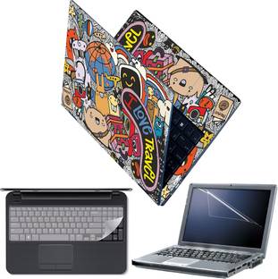Techfit Full Body Laptop Skin with Screen Guard and Key Guard - Hand Drawn Set of Travel Combo Set