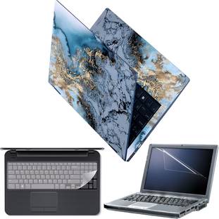 Techfit Full Body Laptop Skin with Screen Guard and Key Guard - Golden Sea View Combo Set