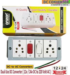 BALRAMA 12 Volt / 24 Volt DC to AC Converter Charger Solar DC SMPS Power Supply Adaptor 2  Socket Extension Boards
