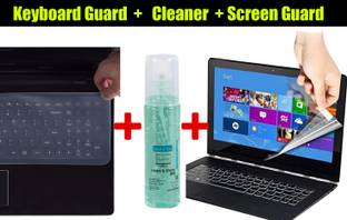 HexaGear 15.6 inch Laptop Transparent Key Guard + Laptop display cleaner + Screen Guard Combo Set