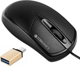 ZEBRONICS Byte Wired Optical Mouse, C-OTG (Set of 2) Combo Set
