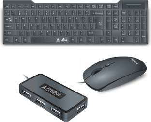 PRODOT Set of 3 High-Performance Floated Key Keyboard And Mouse Combo With USB Hub Combo Set
