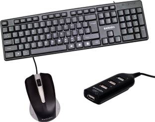 zebion K500 Wired Keyboard + Rocky wired Mouse + Pronto101 Usb hub Combo Set
