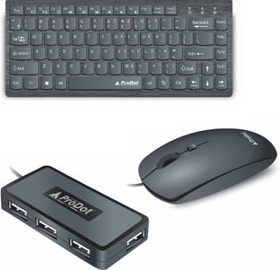 PRODOT 217 Mini Wired Keyboard And Mouse Combo With USB Hub Combo Set