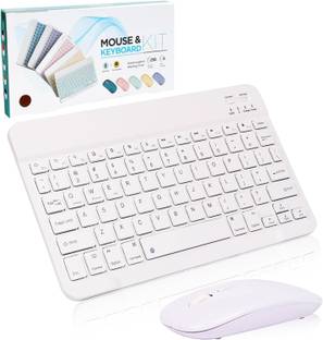 FKU Wireless Keyboard & Mouse For Android Windows PC Wireless Standard Tablet Keyboard Compatible with Desktop, Laptop, Tablet, iPad, Mac Rechargeble Wireless Keyboard & Mouse For Android Windows PC Tablet
