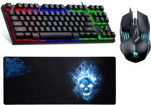 FKU Mechanical Gaming Keyboard N SKULL Mouse Pad [900x400] & Wired Gaming Mouse Combo Set