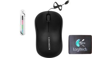 Mophonics Wired Mouse, MousePad, Cable Protector .(Set of 3) Combo Set