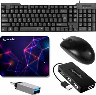 PRODOT High Performance Set of 5 Wired Combo 247s Keyboard & 185 Mouse Combo Set