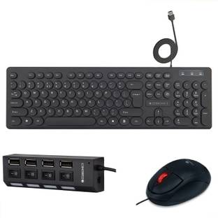 ZEBRONICS K24 Wired Keyboard + Rise Wired Mouse + 150HB USB HUB Combo Set